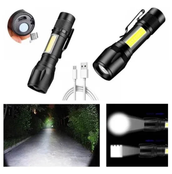 Lanterna Militar Tática Com Led Forte E Zoom p/ regular Alcance Recarrega via USB