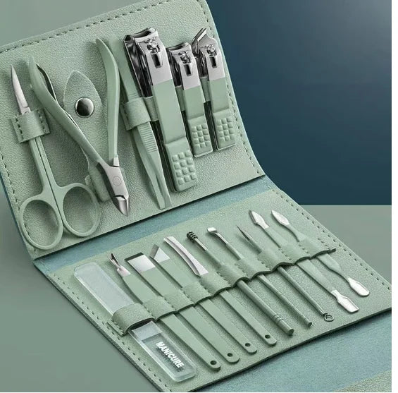 16 Peças/kit cortador de unhas conjunto de ferramentas de aço inoxidável com bolsa dobrável