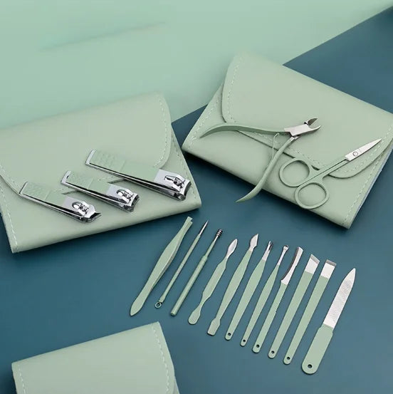 16 Peças/kit cortador de unhas conjunto de ferramentas de aço inoxidável com bolsa dobrável