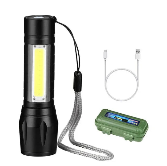 Lanterna Militar Tática Com Led Forte E Zoom p/ regular Alcance Recarrega via USB