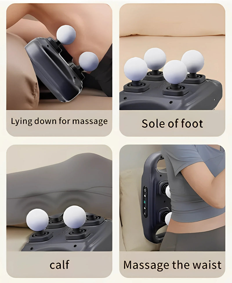 Pistola de massagem fascia com 6 cabeças, relaxamento muscular sem fio