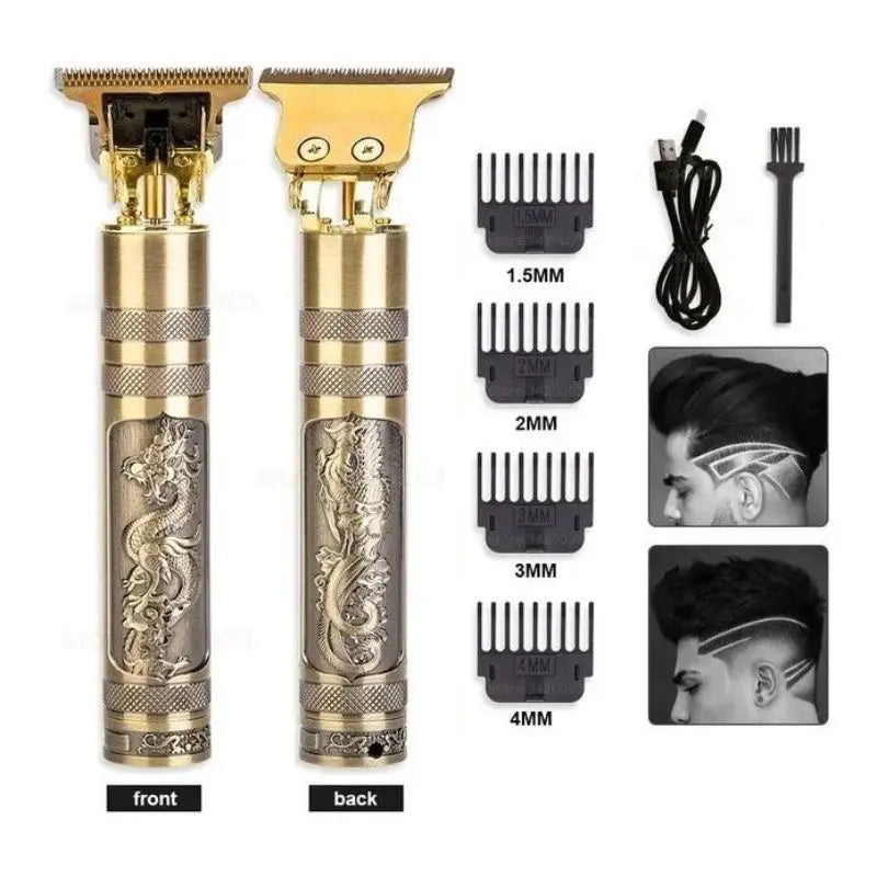 Máquina de corte de cabelo profissional com acabamento vintage barbeador sem fio