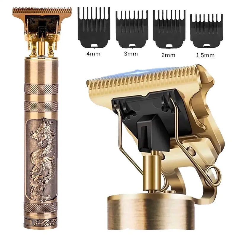 Máquina de corte de cabelo profissional com acabamento vintage barbeador sem fio