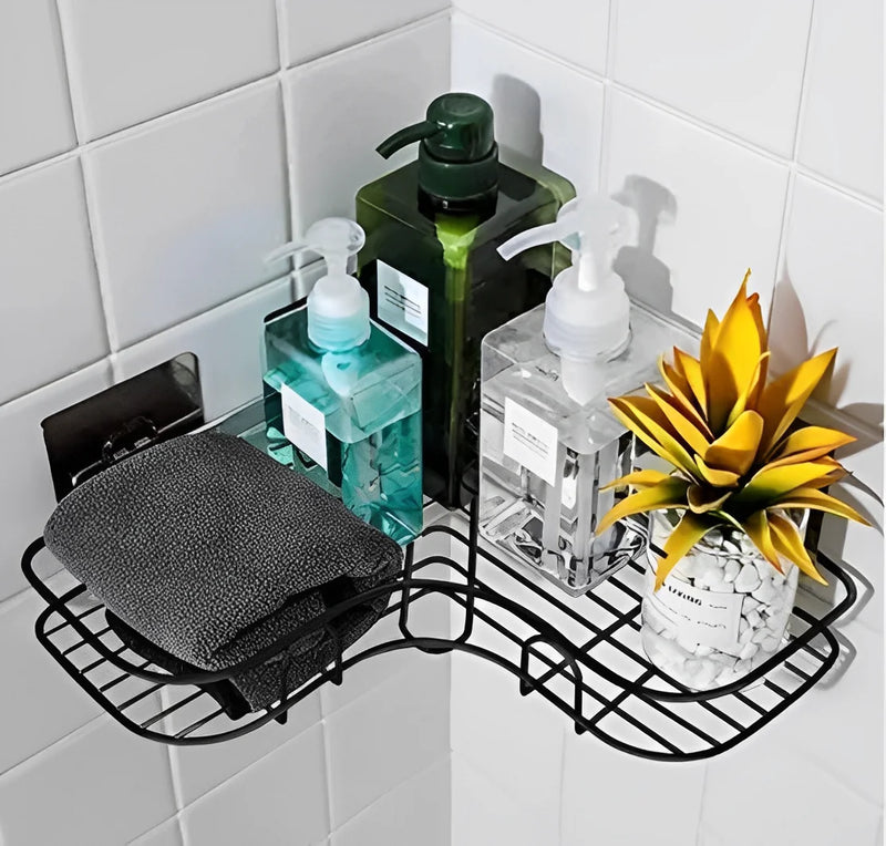 KIT 2 Prateleiras Suporte Com Adesivos De Parede Altos Banheiro Cozinha Lavanderia Shampoo E Sabão