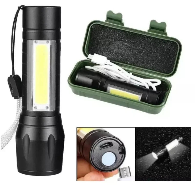 Lanterna Militar Tática Com Led Forte E Zoom p/ regular Alcance Recarrega via USB