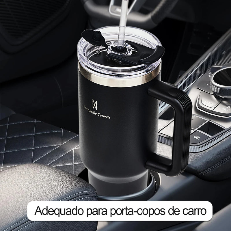 Copo Térmico Inox Portátil 1200ml Garrafa Térmica Inox ROMANTIC CROWN.