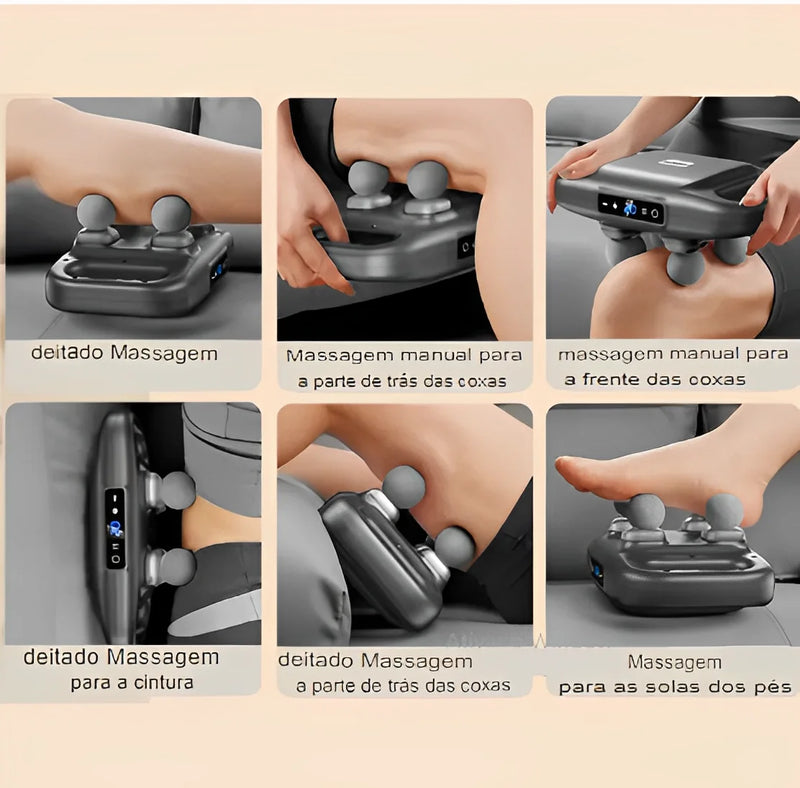 Pistola de massagem fascia com 6 cabeças, relaxamento muscular sem fio