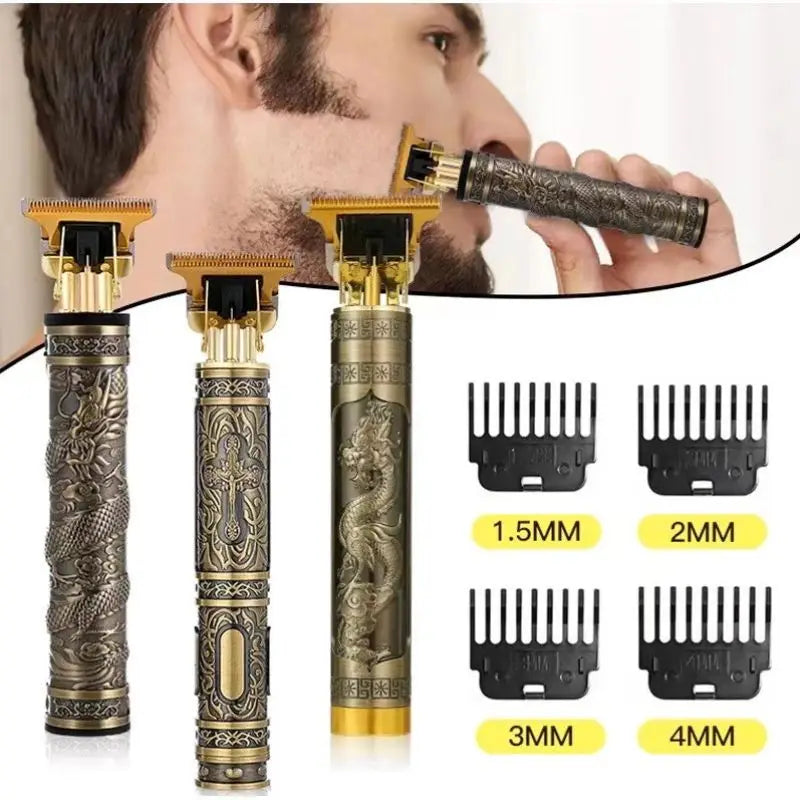 Máquina de corte de cabelo profissional com acabamento vintage barbeador sem fio