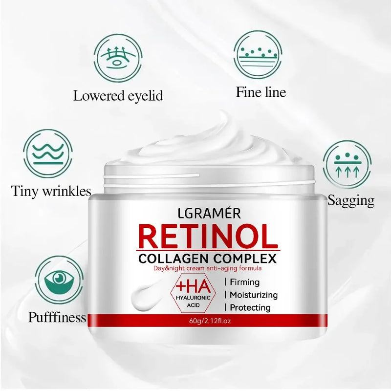 Creme Facial Hidratante com Retinol e Colágeno – Antirrugas, Firmador e Clareador (30g/60g)