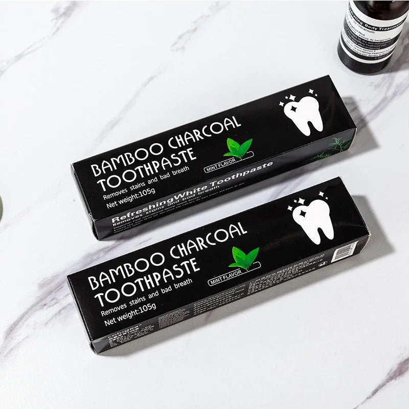 Creme dental clareador Creme dental de carvão de bambu adsorve o mau hálito remove dentes amarelos limpeza forte manchas nos dentes cuidados orais
