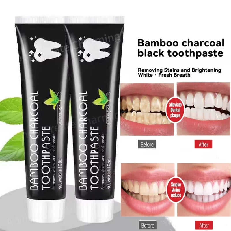 Creme dental clareador Creme dental de carvão de bambu adsorve o mau hálito remove dentes amarelos limpeza forte manchas nos dentes cuidados orais