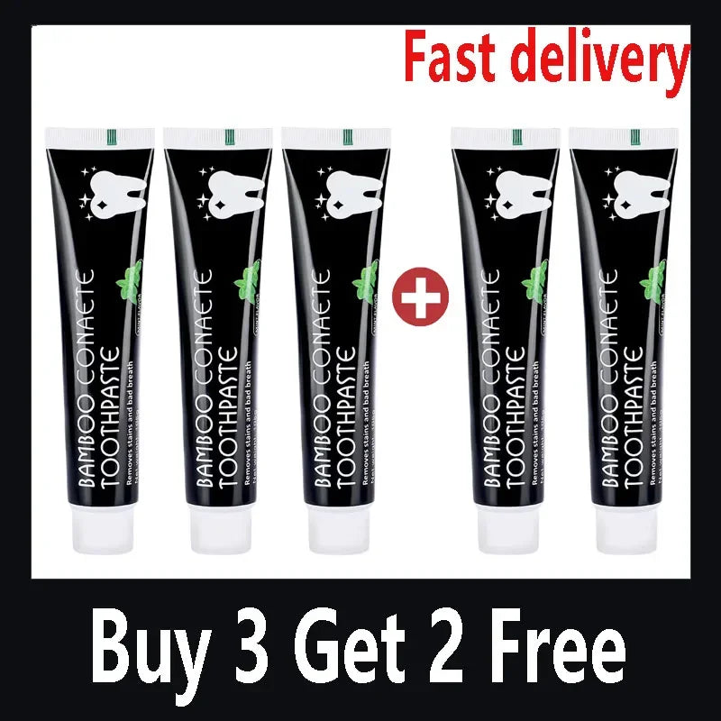 Creme dental clareador Creme dental de carvão de bambu adsorve o mau hálito remove dentes amarelos limpeza forte manchas nos dentes cuidados orais