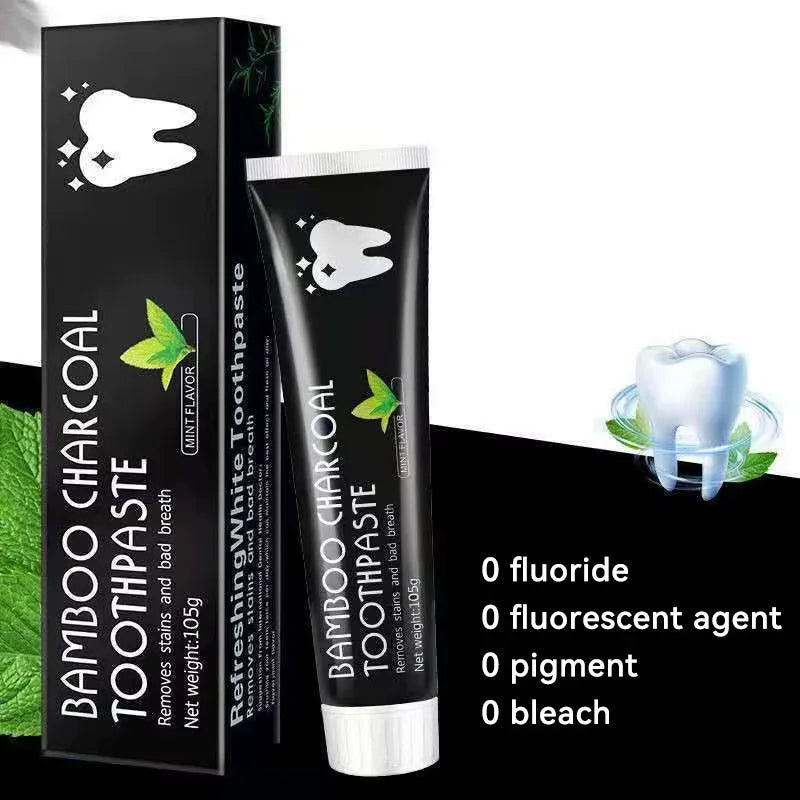 Creme dental clareador Creme dental de carvão de bambu adsorve o mau hálito remove dentes amarelos limpeza forte manchas nos dentes cuidados orais