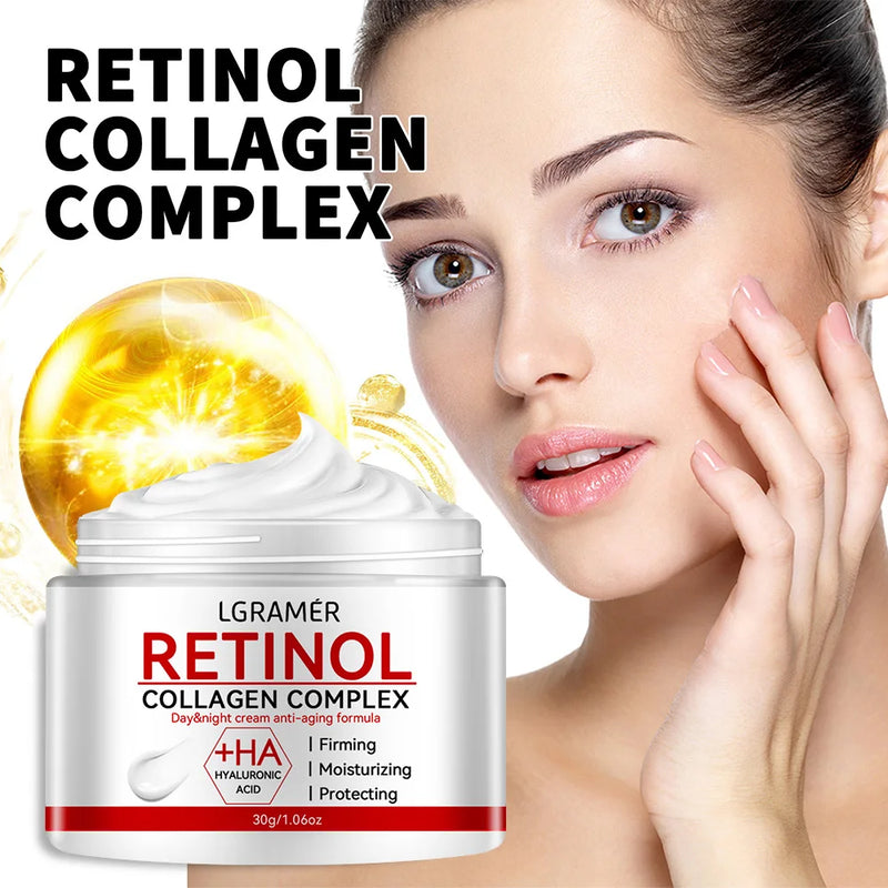 Creme Facial Hidratante com Retinol e Colágeno – Antirrugas, Firmador e Clareador (30g/60g)