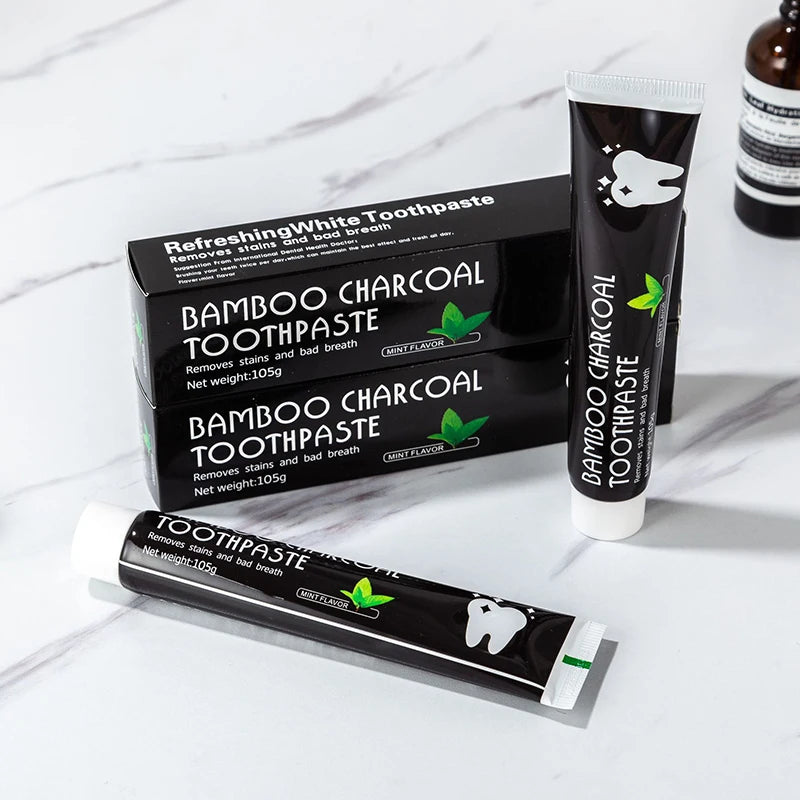 Creme dental clareador Creme dental de carvão de bambu adsorve o mau hálito remove dentes amarelos limpeza forte manchas nos dentes cuidados orais